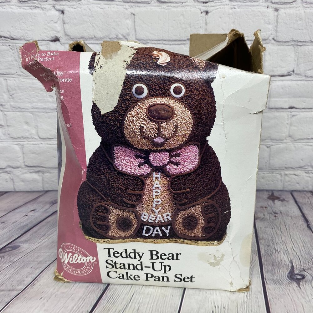 Vintage Wilton Teddy Bear Stand-Up Cake Pan Set 2105-2325 - Set complete